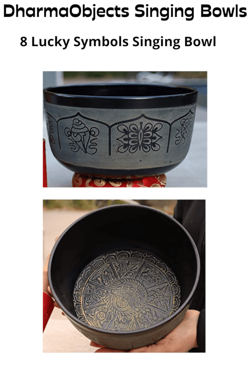 DharmaObjects Tibetan Singing Bowls 8 lucky symbols